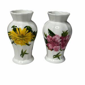 Aynsley Fine Bone China Small Vase Chelsea  Flowers Red Yellow England 3 1/2"